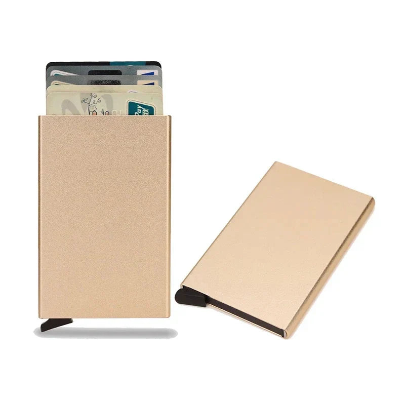 Enhanced Product Title: **Slim RFID-Blocking Metal Wallet for Men - Ultra-Thin Mini Credit Card Holder** 

This title emphasizes key features like "RFID-Blocking" and "Ultra-Thin," which are likely to attract more attention in Google Shopping searches.