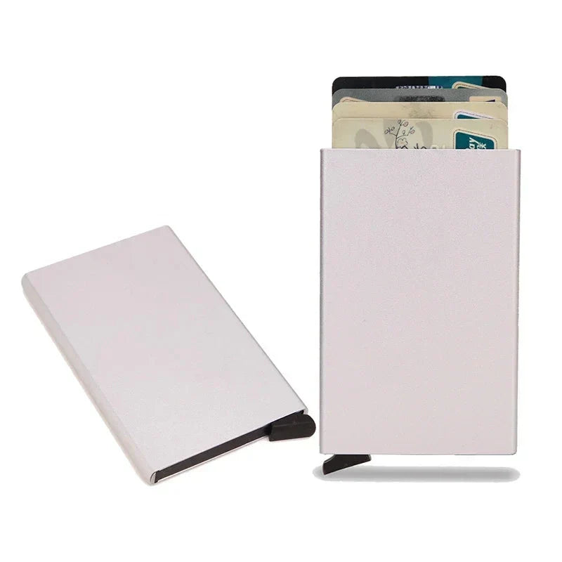 Enhanced Product Title: **Slim RFID-Blocking Metal Wallet for Men - Ultra-Thin Mini Credit Card Holder** 

This title emphasizes key features like "RFID-Blocking" and "Ultra-Thin," which are likely to attract more attention in Google Shopping searches.