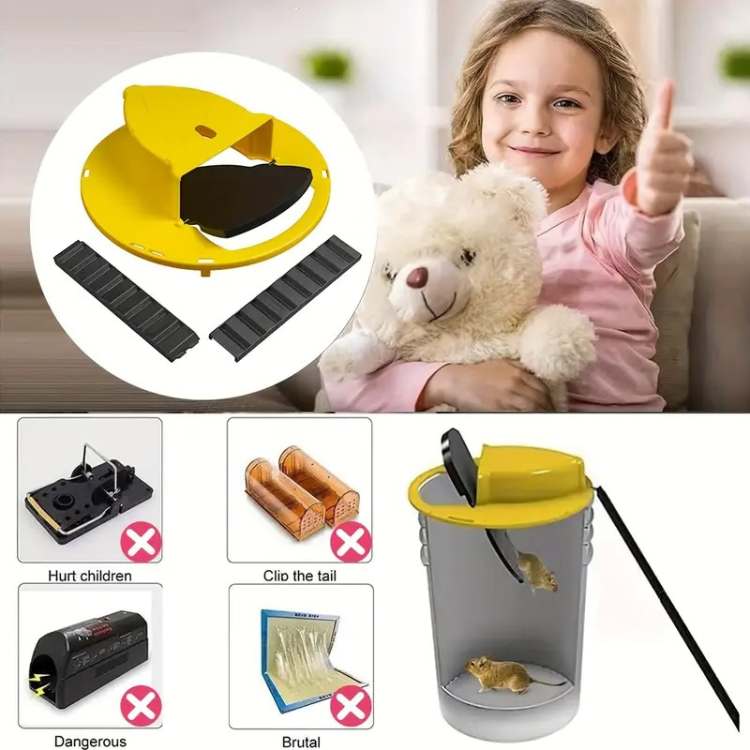 Humane Multi-Catch Mouse Trap – Automatic Tilt Reset, 30×20×10cm, No-Poison Rodent Control