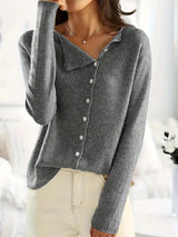 Smooth Asymmetrical Vest with Button Closure - Sienna