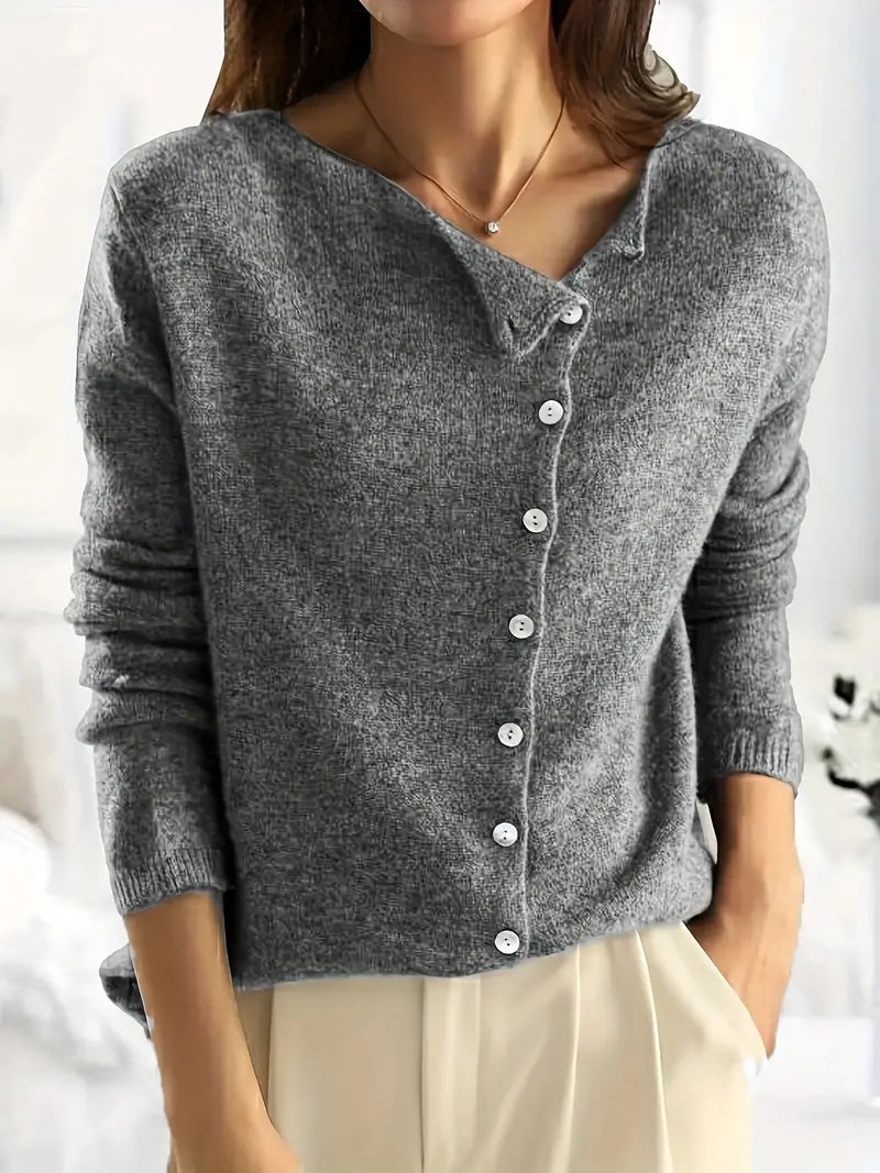 Smooth Asymmetrical Vest with Button Closure - Sienna