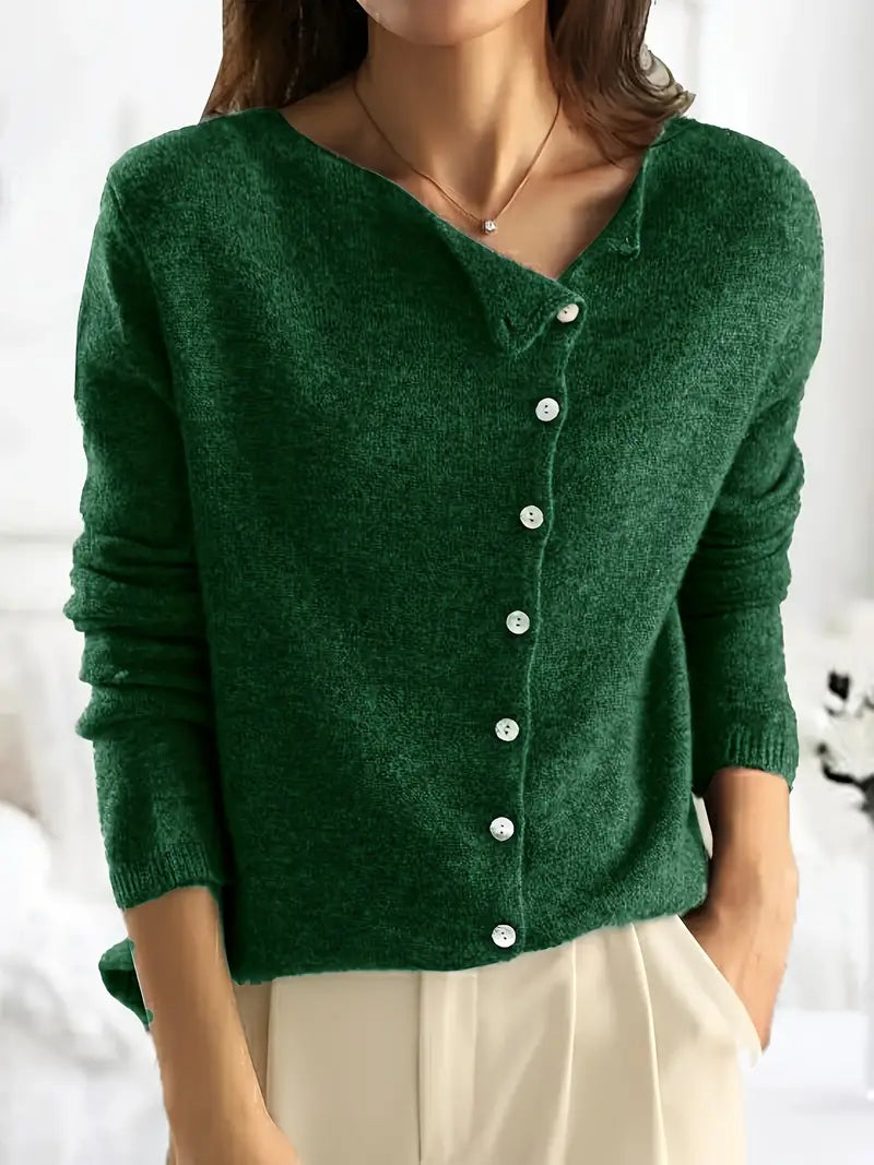 Smooth Asymmetrical Vest with Button Closure - Sienna