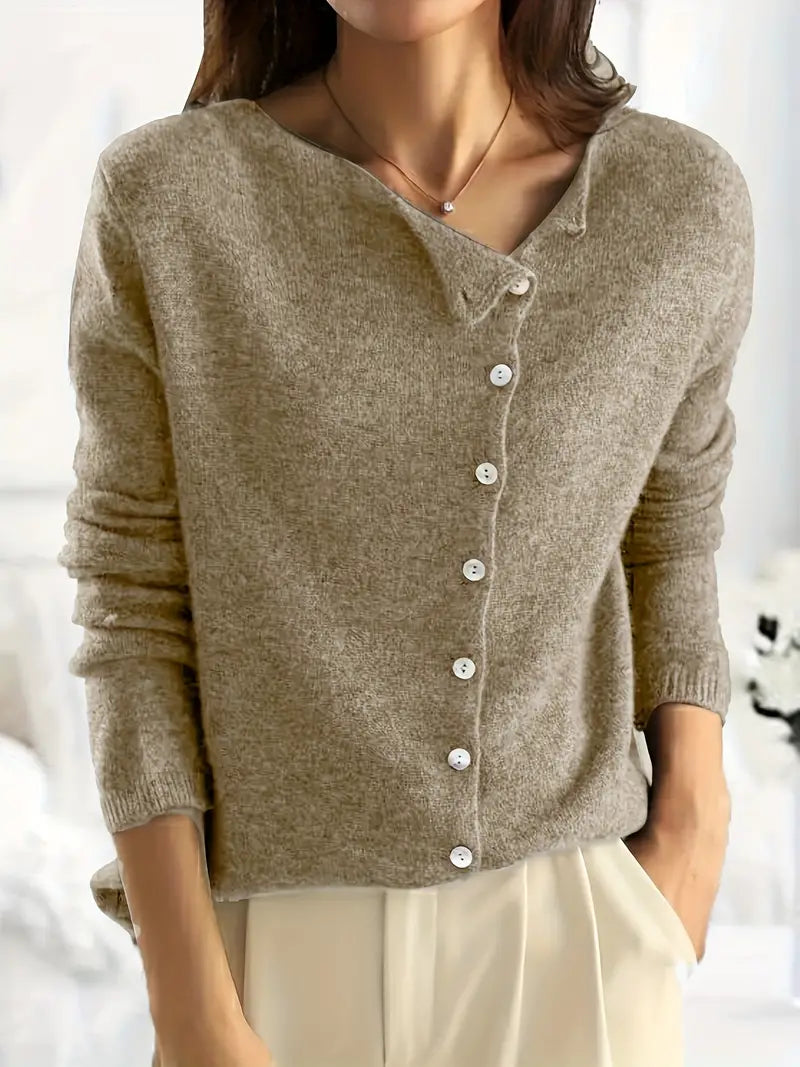 Smooth Asymmetrical Vest with Button Closure - Sienna