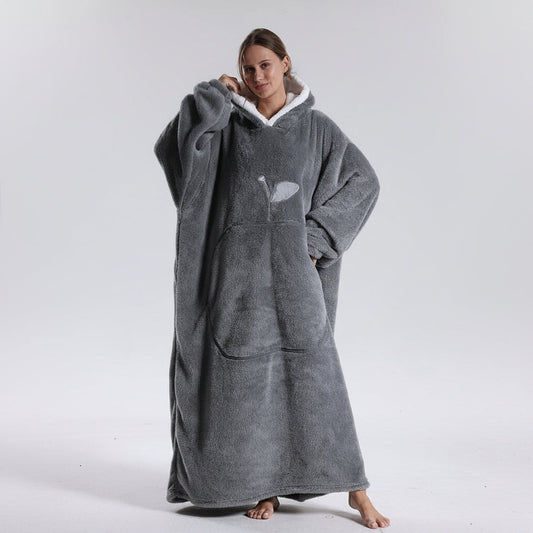 Wearable Hooded Blanket – Cozy Winter Design, One-Size Fit & Multiple Colors