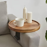 Elegant Walnut-Finished Wooden Sofa Armrest Tray - Perfect for Drinks & Snacks