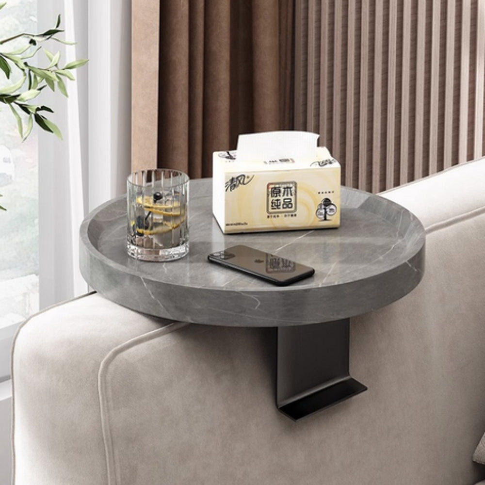 Elegant Walnut-Finished Wooden Sofa Armrest Tray - Perfect for Drinks & Snacks