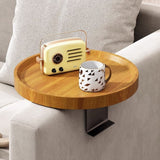 Elegant Walnut-Finished Wooden Sofa Armrest Tray - Perfect for Drinks & Snacks