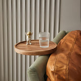 Elegant Walnut-Finished Wooden Sofa Armrest Tray - Perfect for Drinks & Snacks