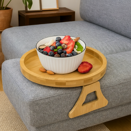 Sofa Side Table – Adjustable Folding, Solid Wood & Space-Saving Design