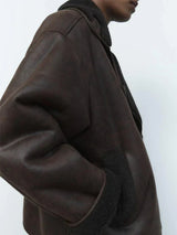 Women's oversized leather jacket, view 3