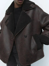 Women's oversized leather jacket, view 4