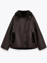 Women's oversized leather jacket, view 6