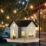 Solar-Powered Metal Bird Feeder - Hanging Garden House for Wild Birds