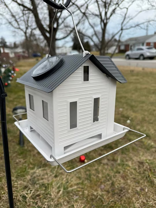 Solar-Powered Metal Bird Feeder - Hanging Garden House for Wild Birds