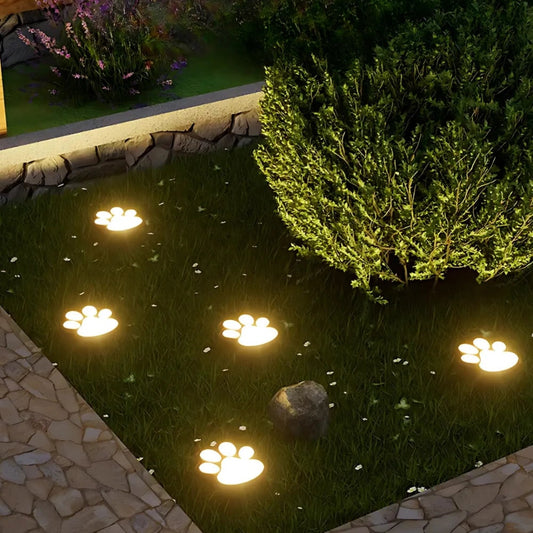 Solar Garden Lights – Paw Print Design, Waterproof & Outdoor Path Decor
