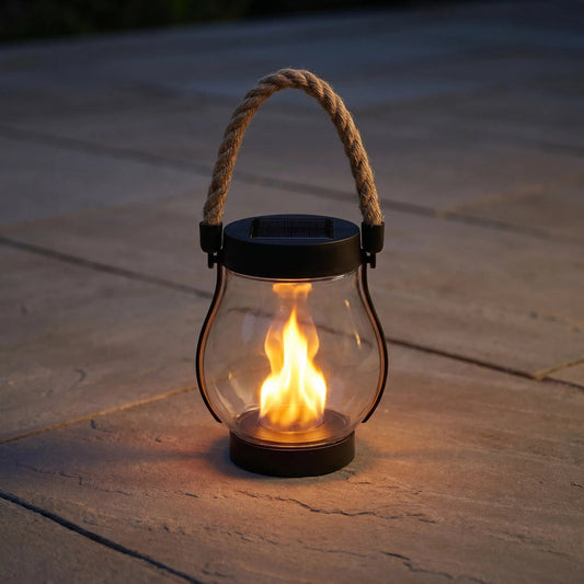 Solar Pathway Lantern – Flickering Flame, Hanging Design & LED Light