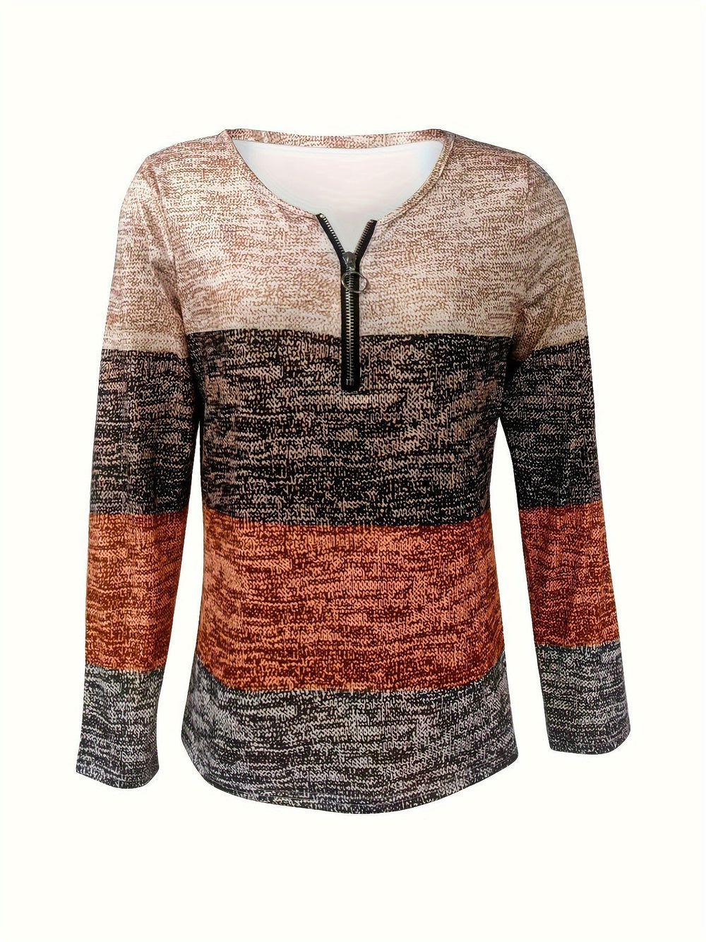 Ladies' sweater with block stripes and quarter zip – Mila - 3
