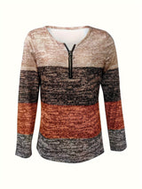 Ladies' sweater with block stripes and quarter zip – Mila - 3