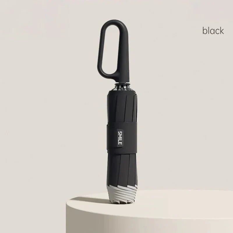 Compact Automatic Umbrella – Windproof Fiberglass, Reflective Strip & One-Button Open
