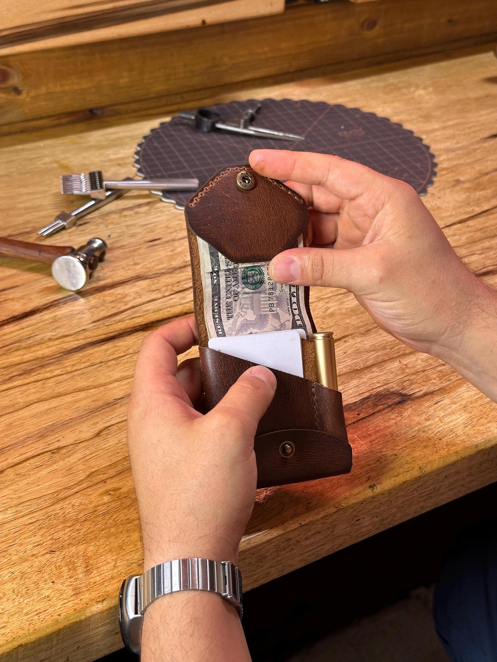Sorrin Handmade Full Grain Leather Wallet with Pen Slot - Premium Quality, Stylish & Functional Design