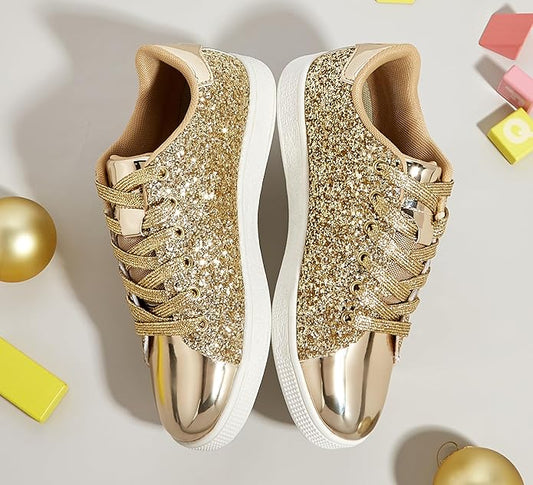 Xenia Sparkling Lace-Up Fashion Sneakers for Women