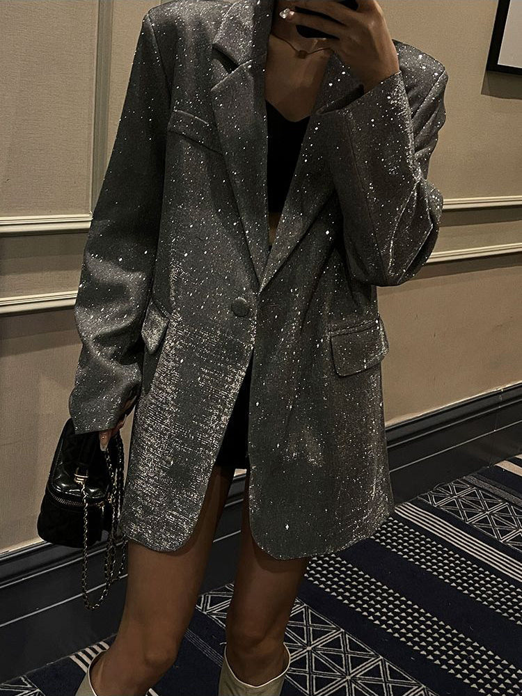 Sparkling Sequin Blazer - Celeste