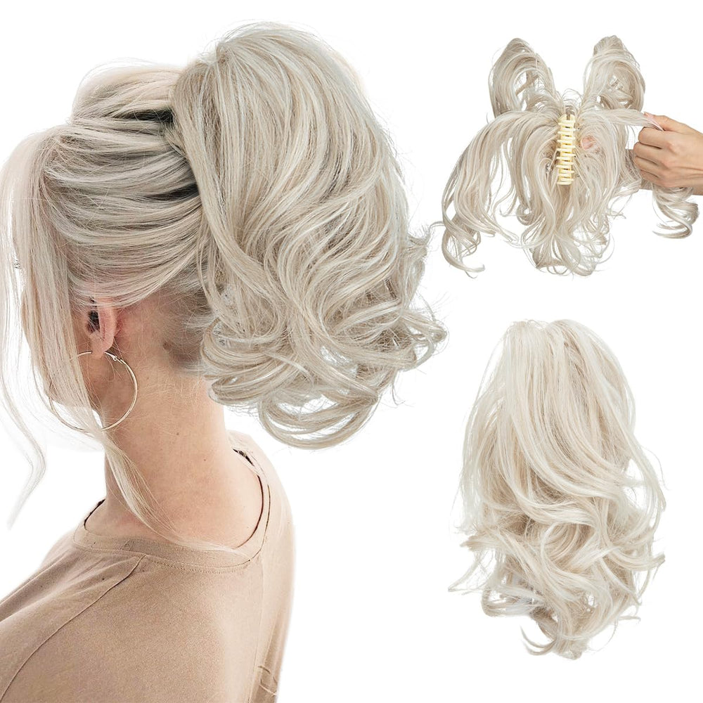 Mira Curly Ponytail Hair Extension - Silver