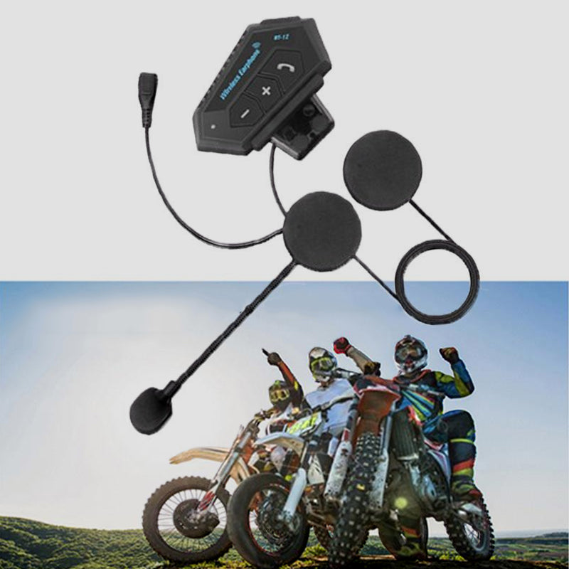 BT12 Motorcycle Helmet Bluetooth Headset – 32h Battery, Bluetooth 5.0 & Noise Cancellation