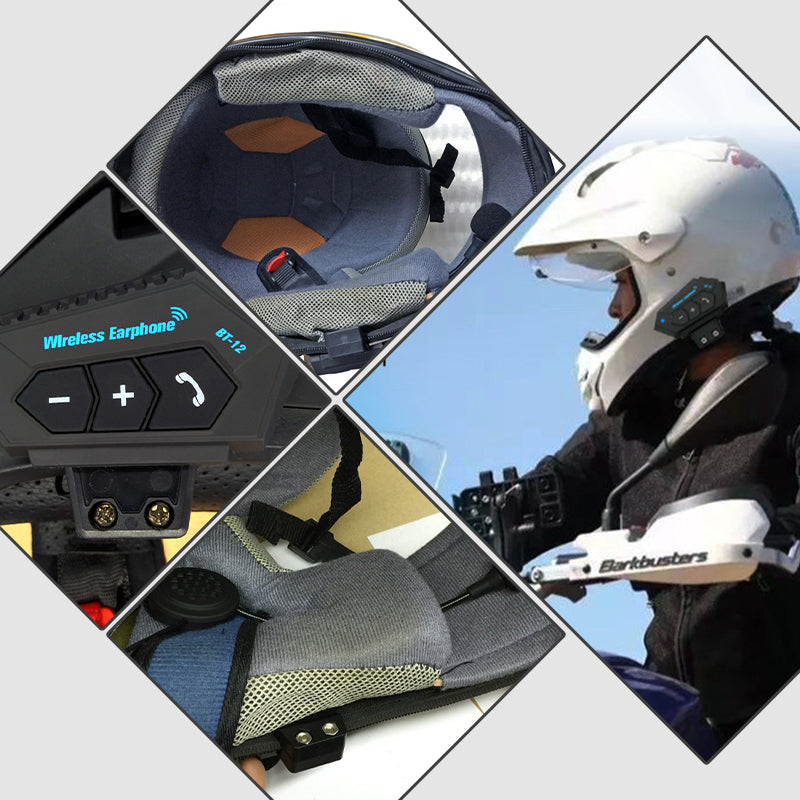 BT12 Motorcycle Helmet Bluetooth Headset – 32h Battery, Bluetooth 5.0 & Noise Cancellation