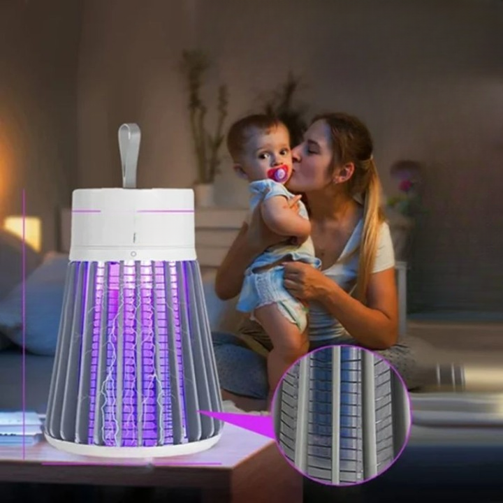 UV Light Bug Zapper – USB Rechargeable, Silent ≤35dB & 20–100m² Coverage
