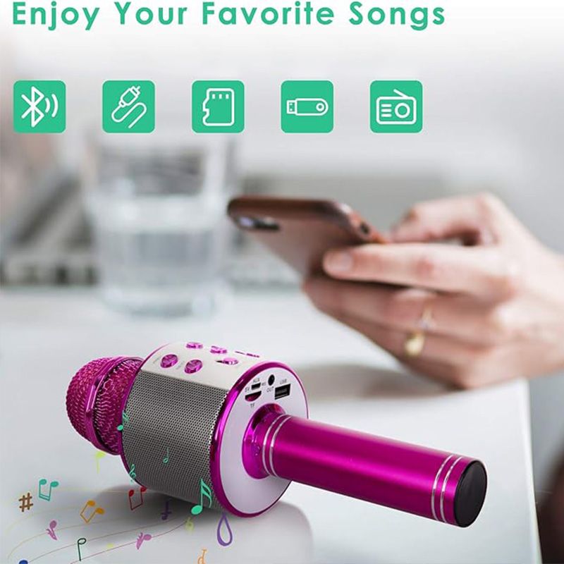 Wireless Karaoke Microphone – Bluetooth, 5W Stereo Speaker & 1200mAh Battery