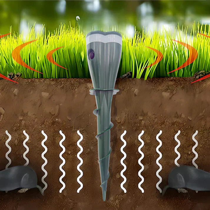 Solar Mole & Rodent Repellent Stake – Waterproof, Vibration Deterrent & 100ft Range