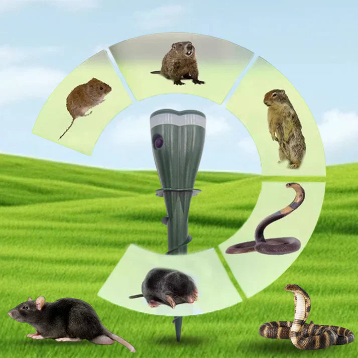 Solar Mole & Rodent Repellent Stake – Waterproof, Vibration Deterrent & 100ft Range