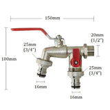 Dual-Outlet Garden Faucet – Stainless Steel, 2 Shut-Off Valves & Universal Hose Fit