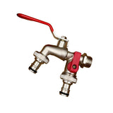 Dual-Outlet Garden Faucet – Stainless Steel, 2 Shut-Off Valves & Universal Hose Fit