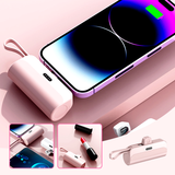 10000mAh Power Bank – Built-In Lightning & USB-C Cables, Compact Portable Charger