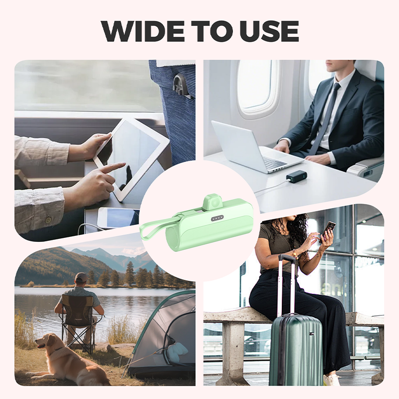10000mAh Power Bank – Built-In Lightning & USB-C Cables, Compact Portable Charger