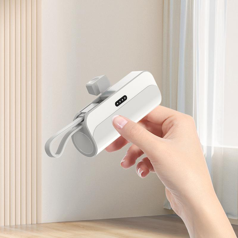10000mAh Power Bank – Built-In Lightning & USB-C Cables, Compact Portable Charger