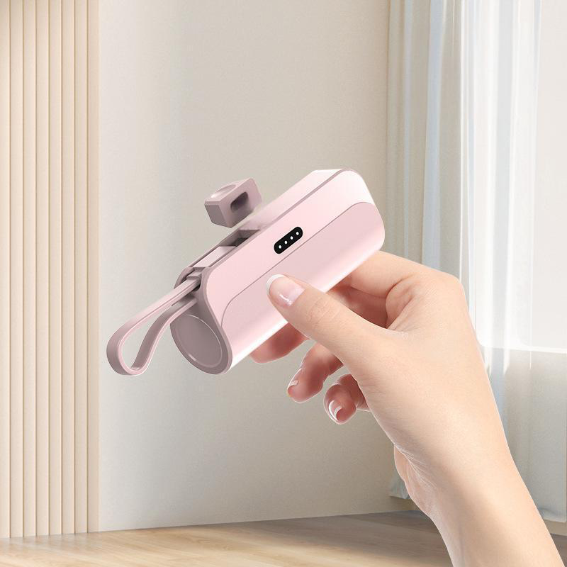 10000mAh Power Bank – Built-In Lightning & USB-C Cables, Compact Portable Charger
