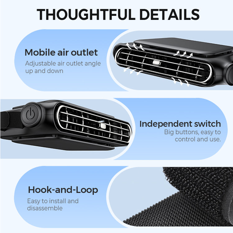 Car Headrest Fan – Dual Turbine, 3-Speed & 3000mAh Rechargeable