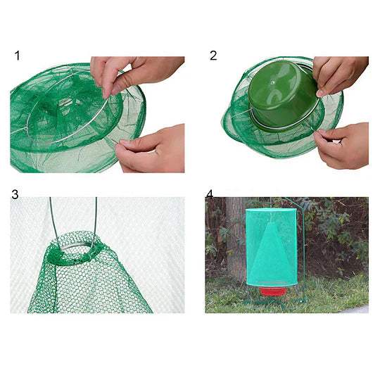 Reusable Wire Cage Fly Trap – Non-Toxic, 40,000 Capacity & Foldable