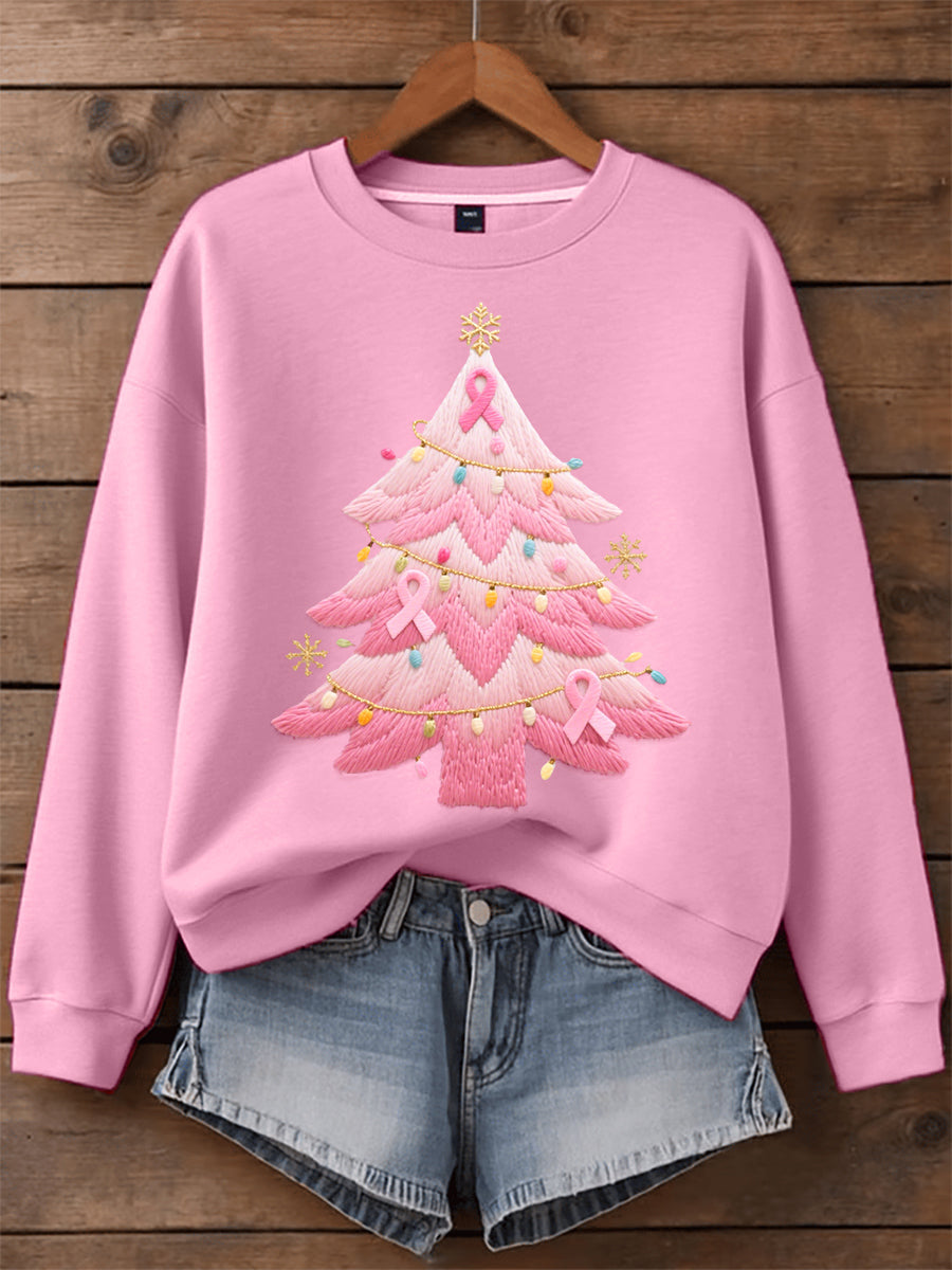 Optimized Product Title: "Damen Pink Sweatshirt mit Gesticktem Weihnachtsbaum – Festlicher Pullover für die Feiertage" 

This title includes relevant keywords for better visibility while maintaining clarity and appeal.
