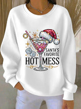 Optimized Product Title: "Women's Santa's Favorite Hot Mess Print Casual Ribbed Crewneck Sweatshirt" 

This title includes relevant keywords while maintaining clarity and appeal for potential buyers.
