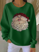 Optimized Product Title: "Damen Santa Claus Print Rundhals Sweatshirt - Gemütlicher, Gerippter Pullover für die Feiertage" 

This title includes relevant keywords while enhancing clarity and appeal for potential customers.
