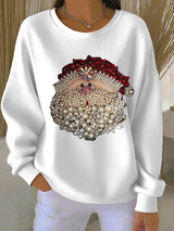 Optimized Product Title: "Damen Santa Claus Print Rundhals Sweatshirt - Gemütlicher, Gerippter Pullover für die Feiertage" 

This title includes relevant keywords while enhancing clarity and appeal for potential customers.
