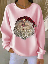 Optimized Product Title: "Damen Santa Claus Print Rundhals Sweatshirt - Gemütlicher, Gerippter Pullover für die Feiertage" 

This title includes relevant keywords while enhancing clarity and appeal for potential customers.