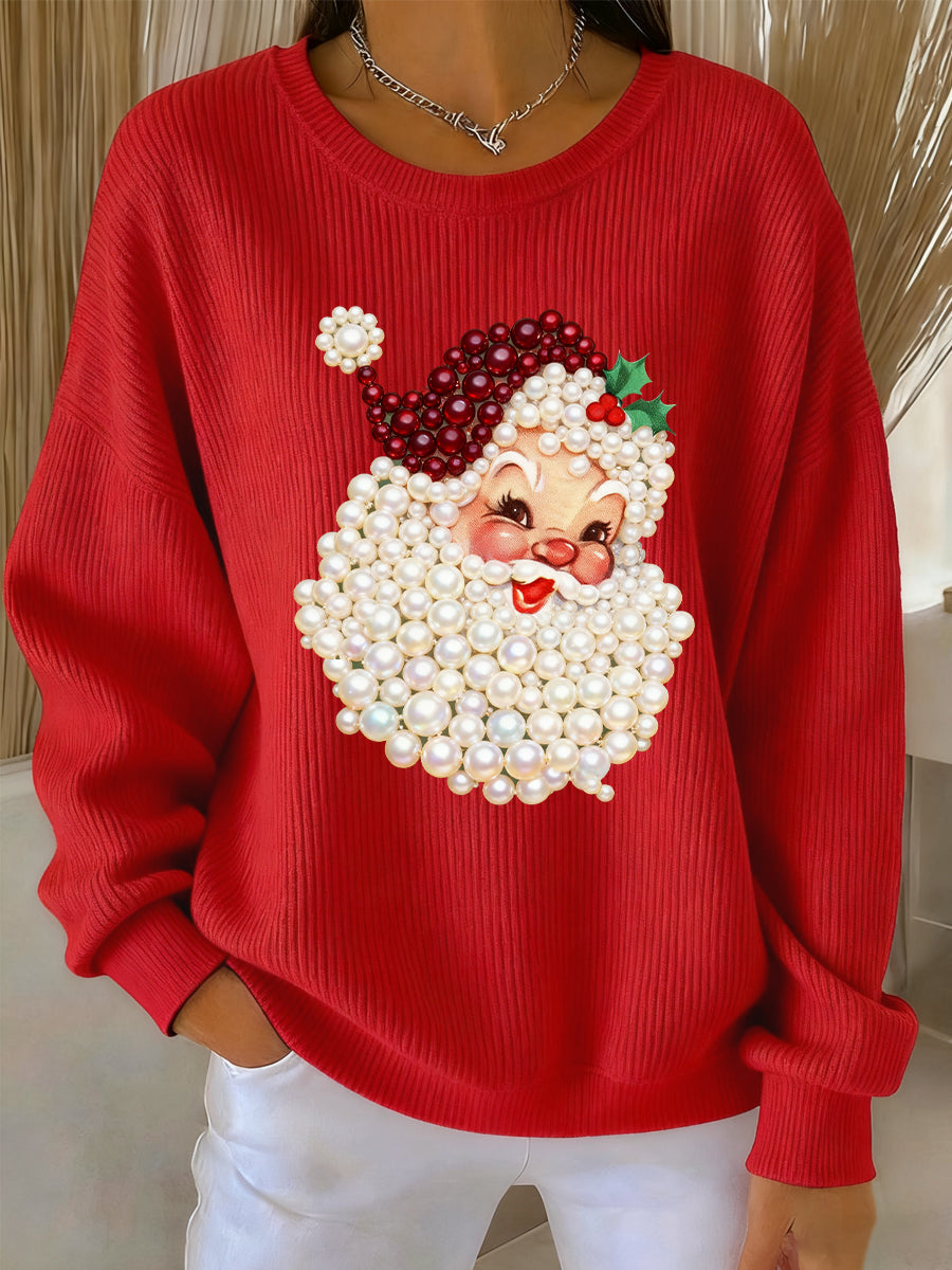 Enhanced Product Title: "Damen Weihnachts-Pullover mit Perlensanta Claus Druck - Bequemer Freizeitstil für die Festtage" 

This title includes relevant keywords while maintaining clarity and appeal for potential customers.