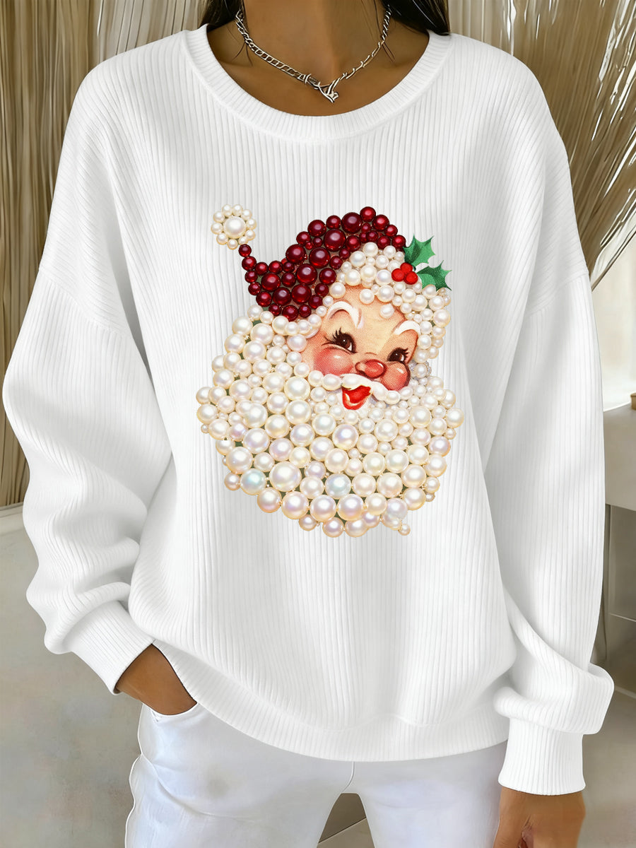 Enhanced Product Title: "Damen Weihnachts-Pullover mit Perlensanta Claus Druck - Bequemer Freizeitstil für die Festtage" 

This title includes relevant keywords while maintaining clarity and appeal for potential customers.
