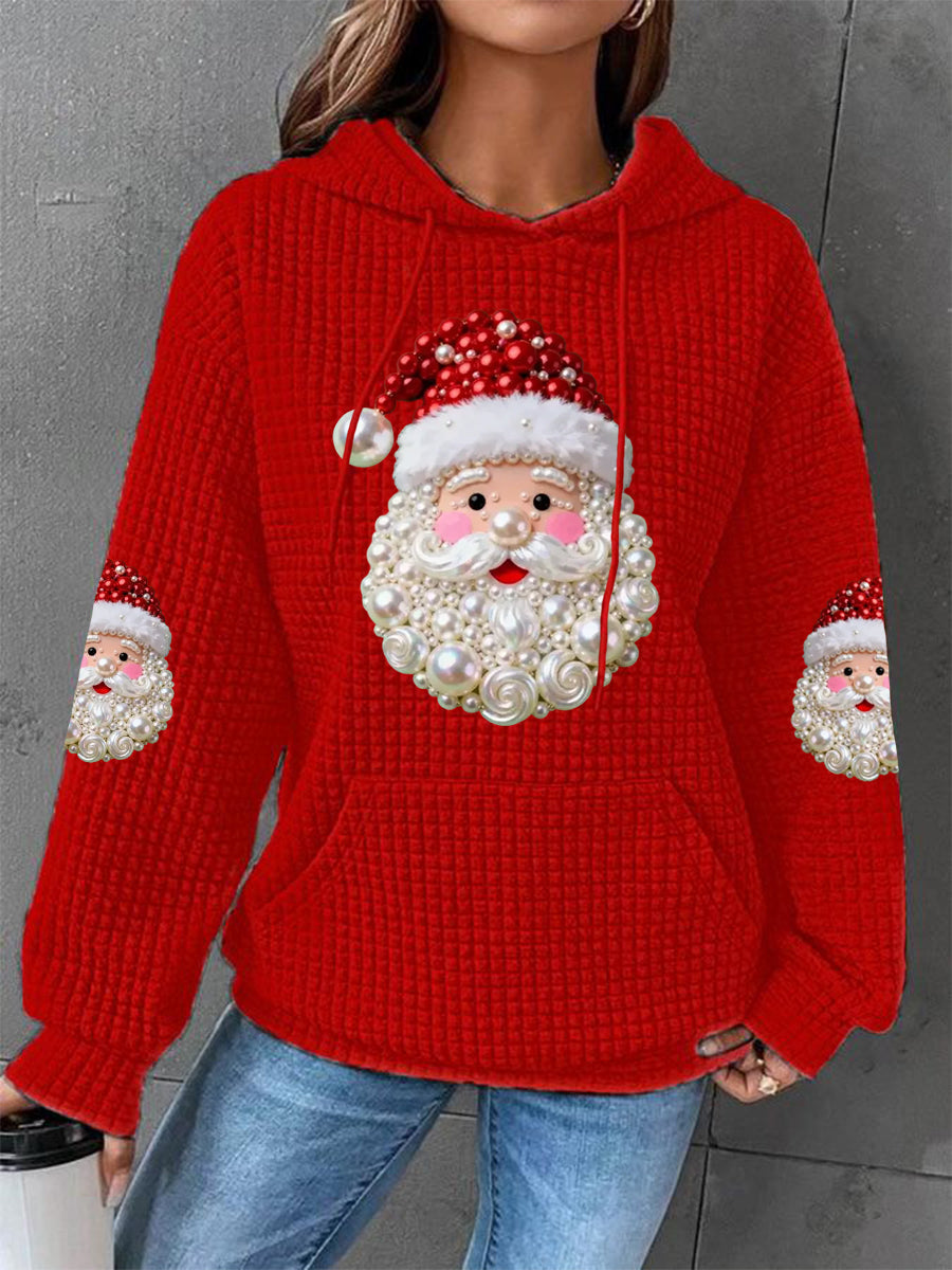 Optimized Product Title: "Damen Weihnachts Hoodie mit Santa Claus Druck – Lässiger Waffelstoff für festliche Anlässe" 

This title includes relevant keywords while maintaining clarity and appeal for potential customers.