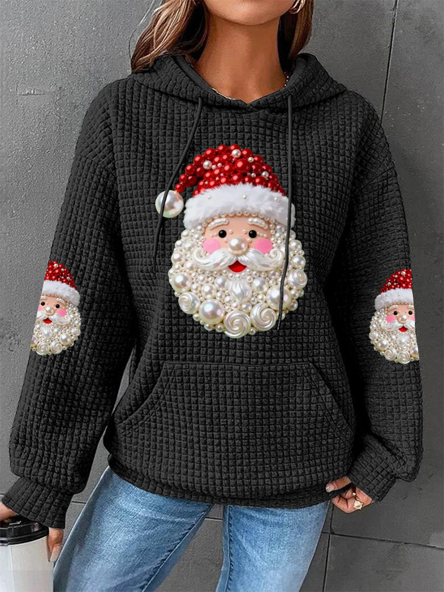 Optimized Product Title: "Damen Weihnachts Hoodie mit Santa Claus Druck – Lässiger Waffelstoff für festliche Anlässe" 

This title includes relevant keywords while maintaining clarity and appeal for potential customers.